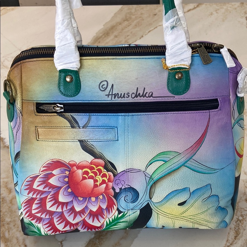 Anuschka Floral Hand-Painted Shoulder Bag